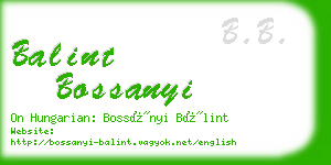 balint bossanyi business card